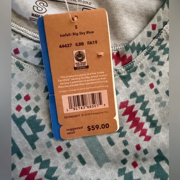 Patagonia Women's Small Capilene Midweight Top Baselayer Icefall Blue Big Sky - Picture 10 of 12